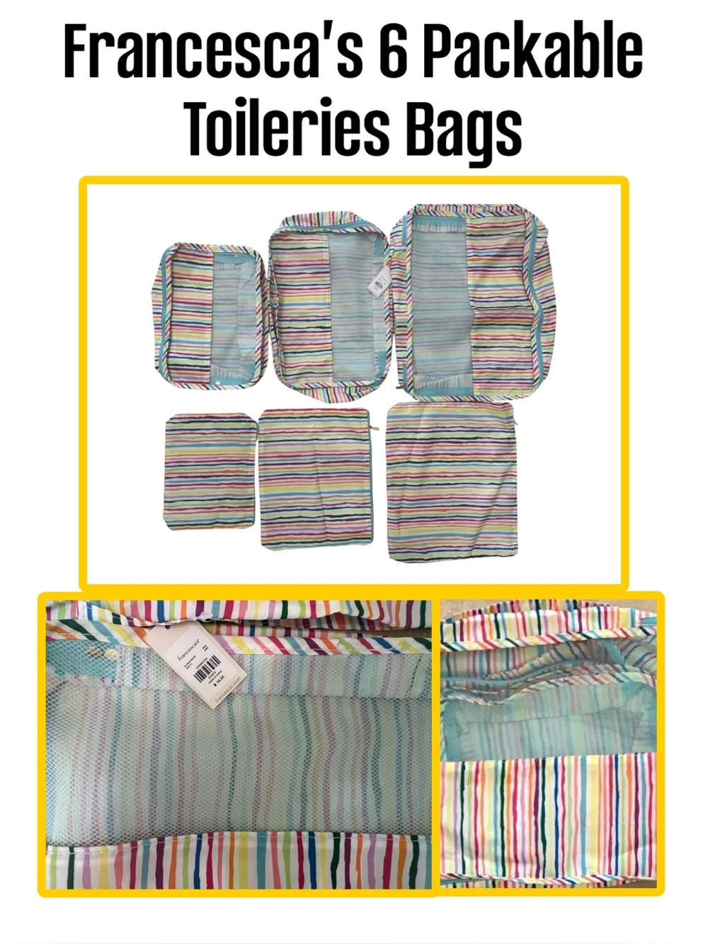 Francesca’s 6 Packable Toileries Bags